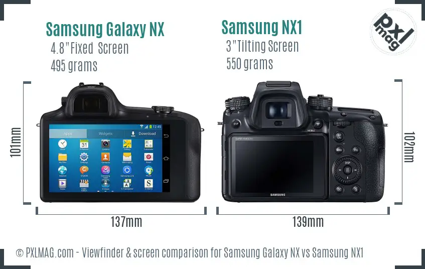 Samsung Galaxy NX vs Samsung NX1 Screen and Viewfinder comparison