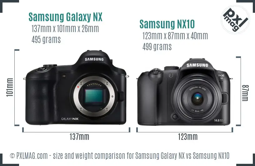 Samsung Galaxy NX vs Samsung NX10 size comparison