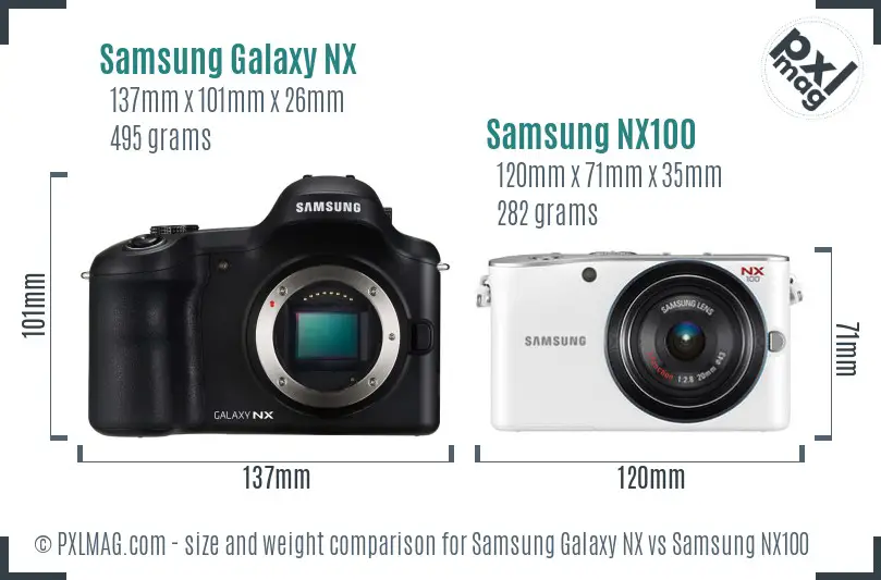 Samsung Galaxy NX vs Samsung NX100 size comparison