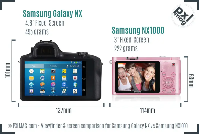Samsung Galaxy NX vs Samsung NX1000 Screen and Viewfinder comparison