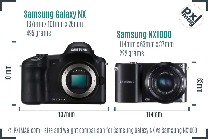 Samsung Galaxy NX vs Samsung NX1000 size comparison