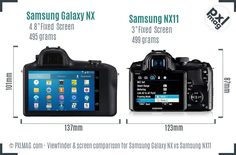 Samsung Galaxy NX vs Samsung NX11 Screen and Viewfinder comparison