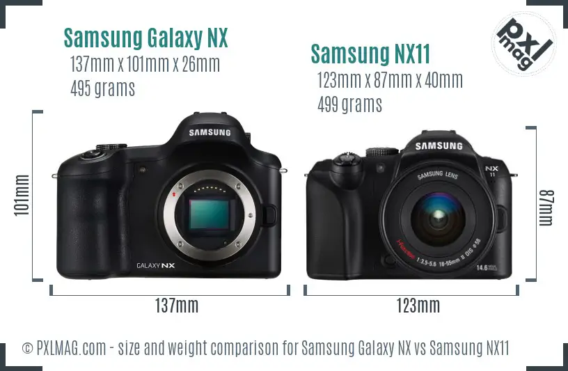 Samsung Galaxy NX vs Samsung NX11 size comparison