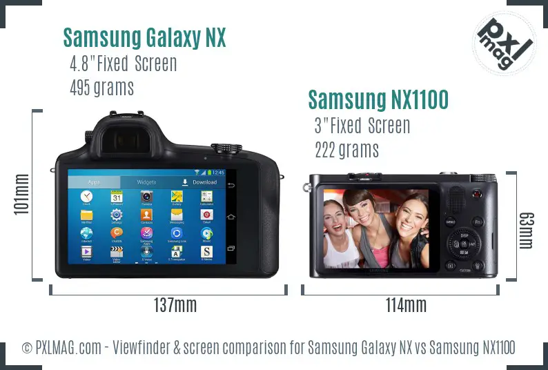 Samsung Galaxy NX vs Samsung NX1100 Screen and Viewfinder comparison
