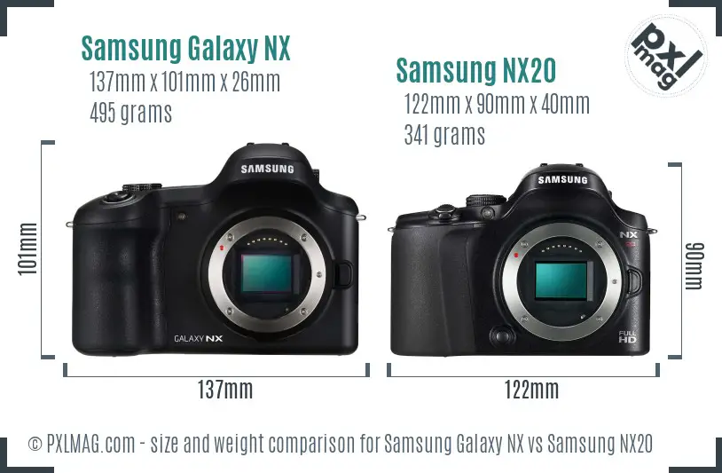 Samsung Galaxy NX vs Samsung NX20 size comparison