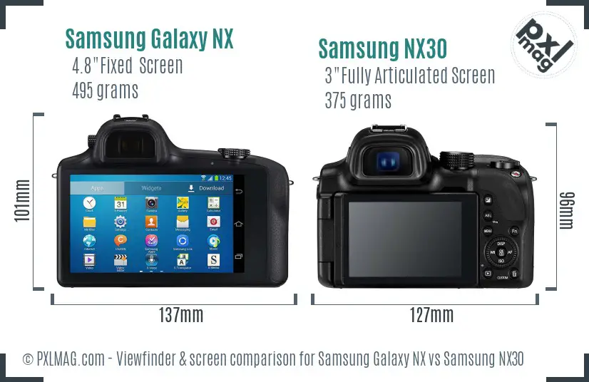 Samsung Galaxy NX vs Samsung NX30 Screen and Viewfinder comparison