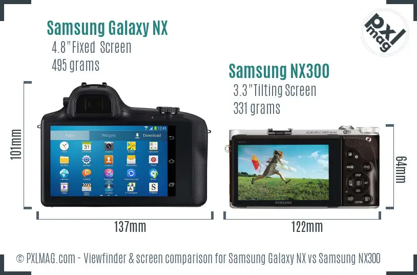 Samsung Galaxy NX vs Samsung NX300 Screen and Viewfinder comparison