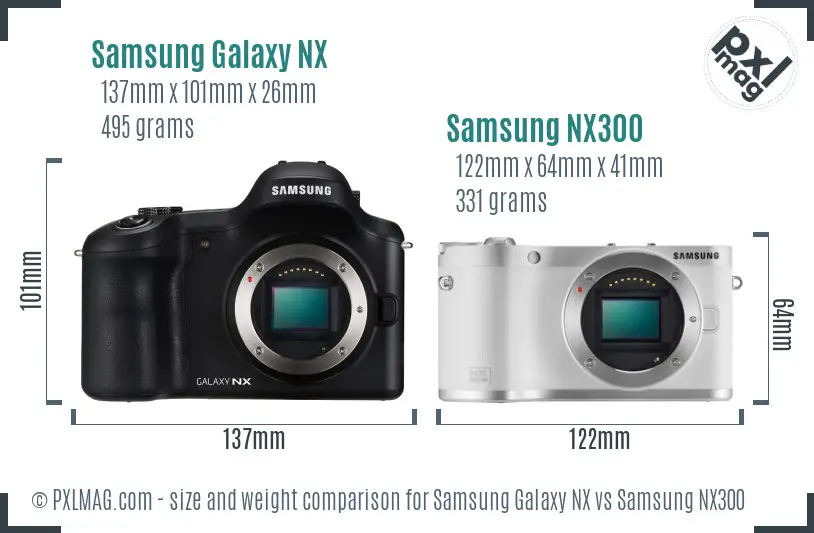 Samsung Galaxy NX vs Samsung NX300 size comparison