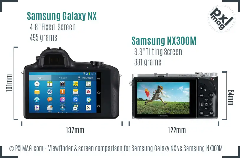 Samsung Galaxy NX vs Samsung NX300M Screen and Viewfinder comparison