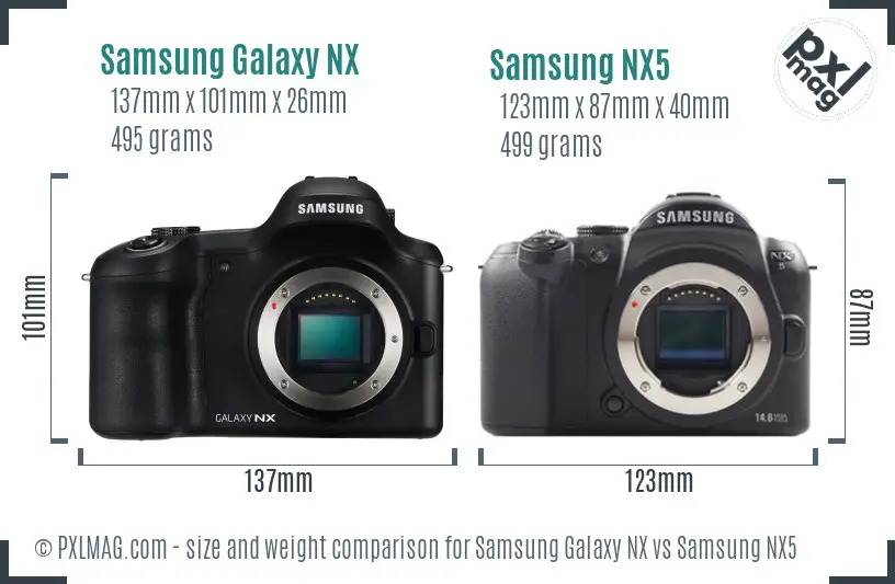 Samsung Galaxy NX vs Samsung NX5 size comparison