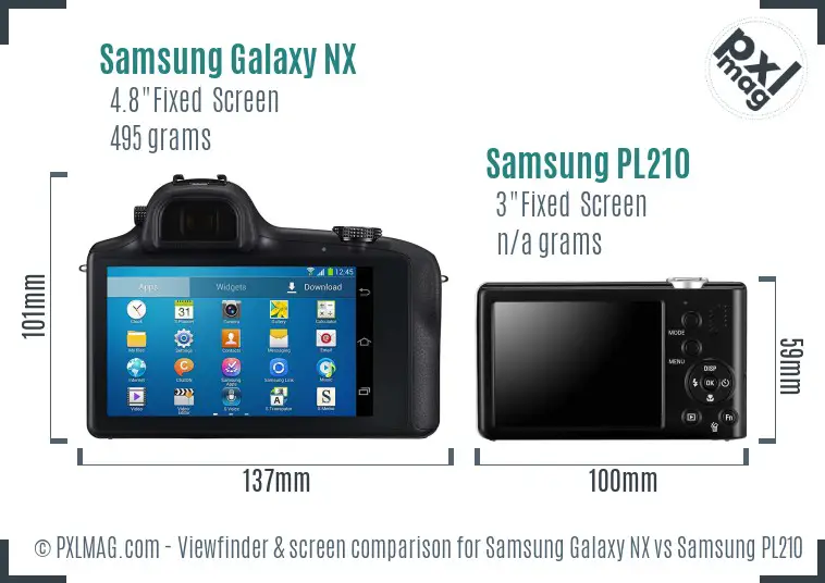 Samsung Galaxy NX vs Samsung PL210 Screen and Viewfinder comparison Samsung Galaxy NX vs Samsung PL210 Screen and Viewfinder comparison
