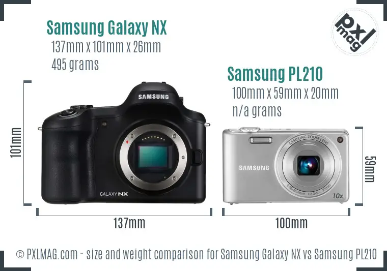 Samsung Galaxy NX vs Samsung PL210 size comparison Samsung Galaxy NX vs Samsung PL210 size comparison