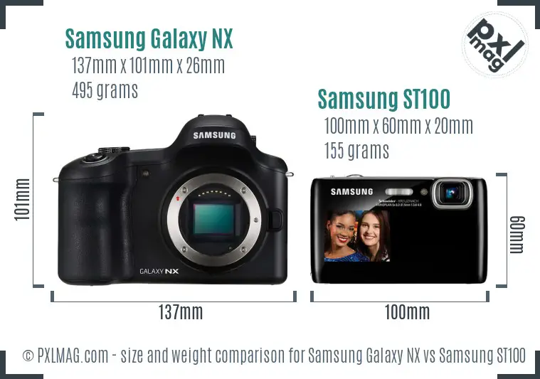 Samsung Galaxy NX vs Samsung ST100 size comparison