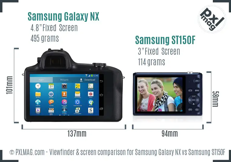 Samsung Galaxy NX vs Samsung ST150F Screen and Viewfinder comparison