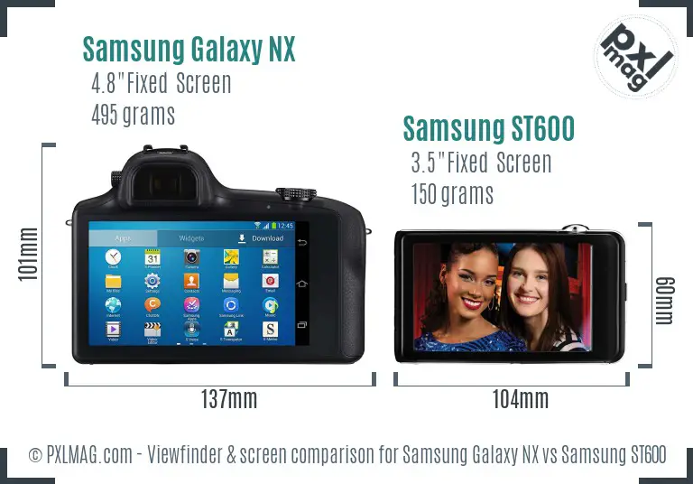 Samsung Galaxy NX vs Samsung ST600 Screen and Viewfinder comparison