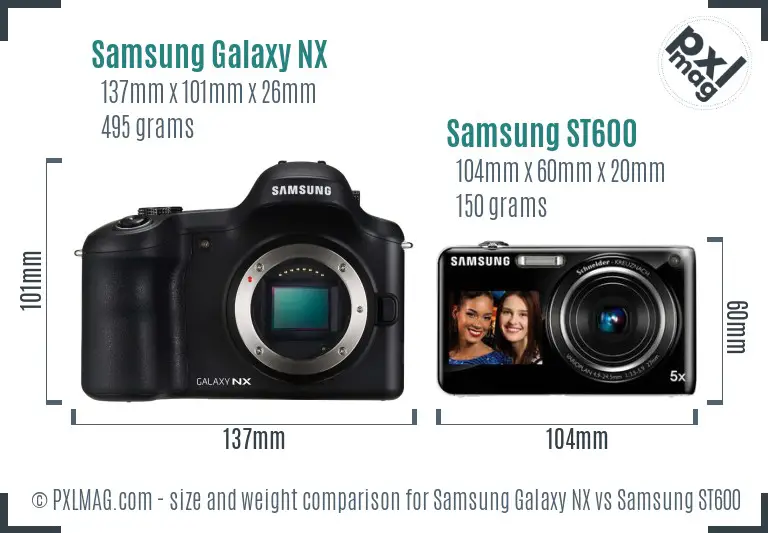 Samsung Galaxy NX vs Samsung ST600 size comparison