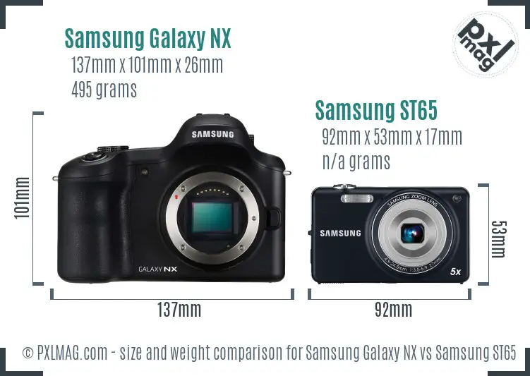 Samsung Galaxy NX vs Samsung ST65 size comparison