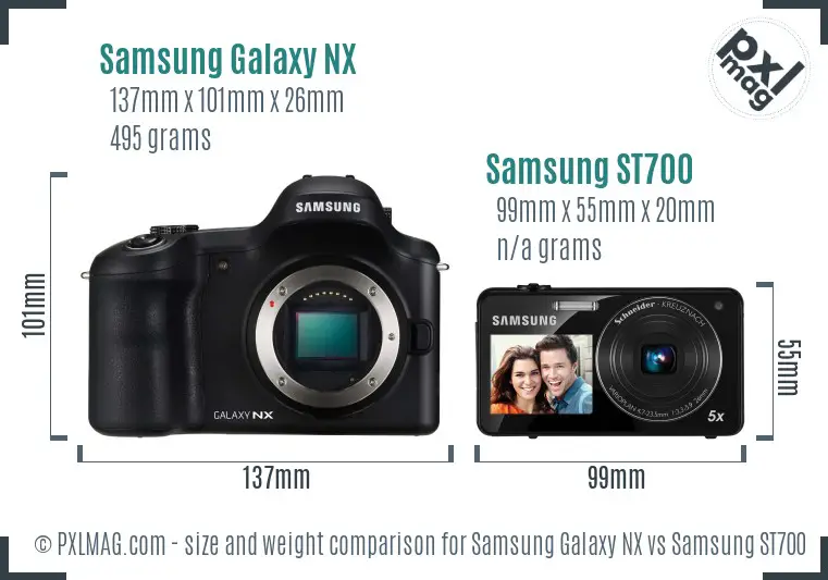 Samsung Galaxy NX vs Samsung ST700 size comparison