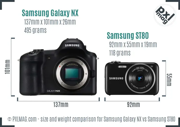 Samsung Galaxy NX vs Samsung ST80 size comparison