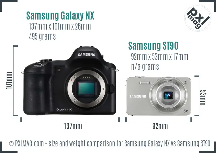 Samsung Galaxy NX vs Samsung ST90 size comparison