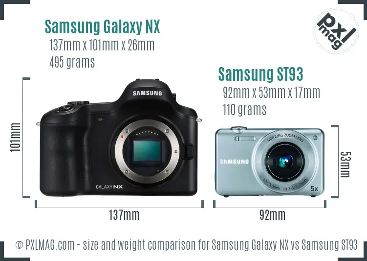 Samsung Galaxy NX vs Samsung ST93 size comparison