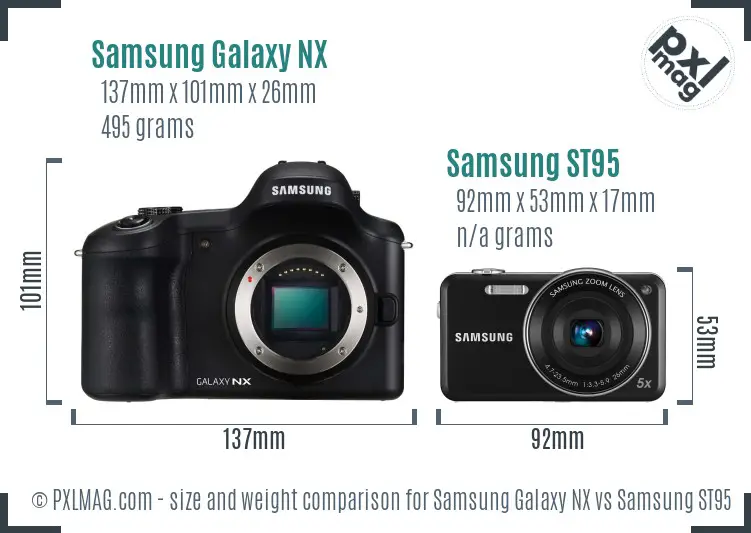 Samsung Galaxy NX vs Samsung ST95 size comparison Samsung Galaxy NX vs Samsung ST95 size comparison