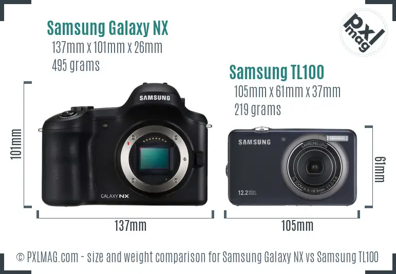 Samsung Galaxy NX vs Samsung TL100 size comparison