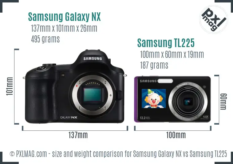 Samsung Galaxy NX vs Samsung TL225 size comparison Samsung Galaxy NX vs Samsung TL225 size comparison