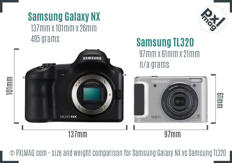 Samsung Galaxy NX vs Samsung TL320 size comparison