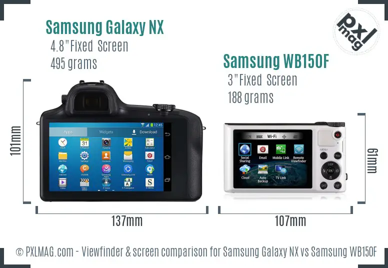 Samsung Galaxy NX vs Samsung WB150F Screen and Viewfinder comparison Samsung Galaxy NX vs Samsung WB150F Screen and Viewfinder comparison