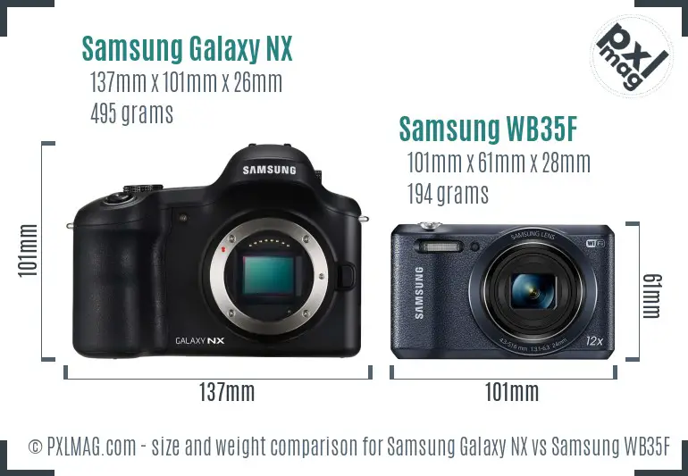 Samsung Galaxy NX vs Samsung WB35F size comparison Samsung Galaxy NX vs Samsung WB35F size comparison
