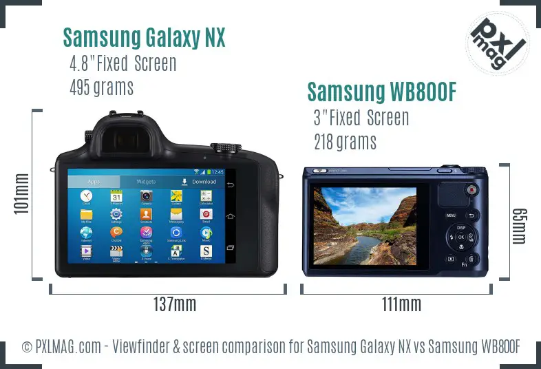 Samsung Galaxy NX vs Samsung WB800F Screen and Viewfinder comparison