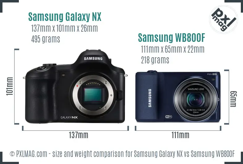 Samsung Galaxy NX vs Samsung WB800F size comparison