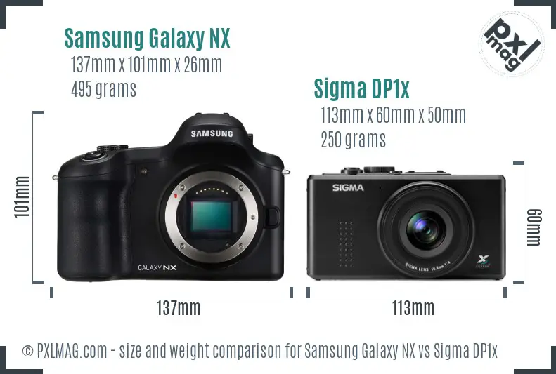Samsung Galaxy NX vs Sigma DP1x size comparison