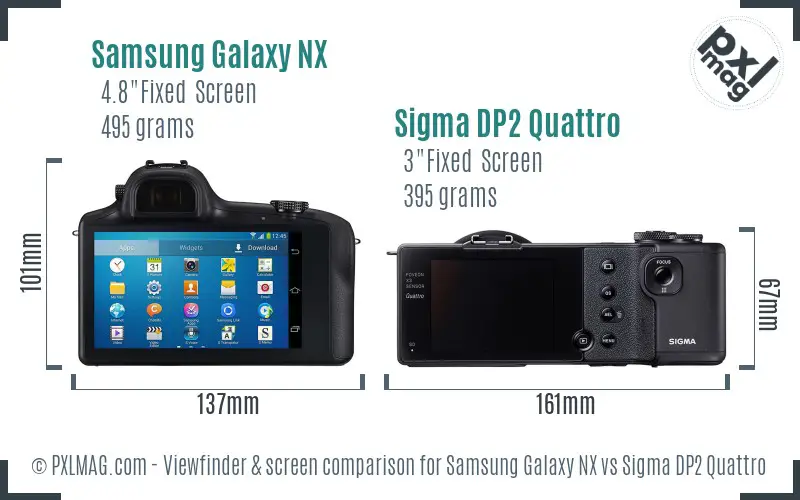 Samsung Galaxy NX vs Sigma DP2 Quattro Screen and Viewfinder comparison
