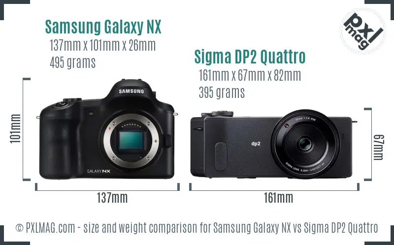 Samsung Galaxy NX vs Sigma DP2 Quattro size comparison
