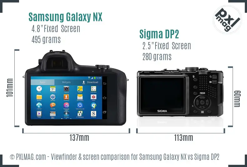 Samsung Galaxy NX vs Sigma DP2 Screen and Viewfinder comparison