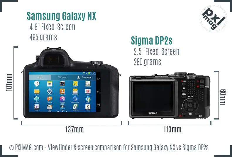 Samsung Galaxy NX vs Sigma DP2s Screen and Viewfinder comparison