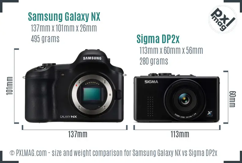 Samsung Galaxy NX vs Sigma DP2x size comparison