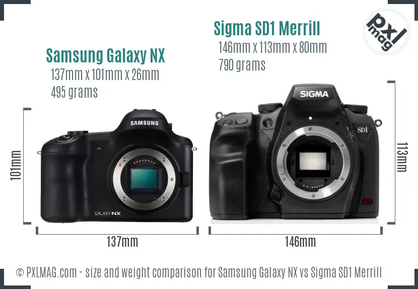 Samsung Galaxy NX vs Sigma SD1 Merrill size comparison