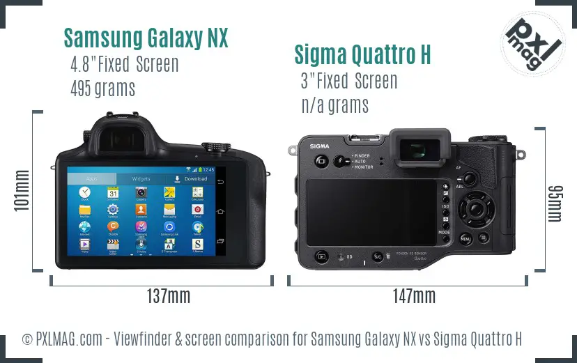 Samsung Galaxy NX vs Sigma Quattro H Screen and Viewfinder comparison