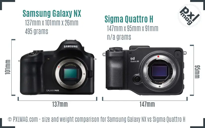 Samsung Galaxy NX vs Sigma Quattro H size comparison