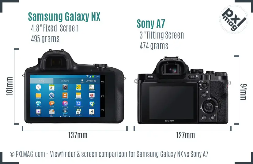 Samsung Galaxy NX vs Sony A7 Screen and Viewfinder comparison