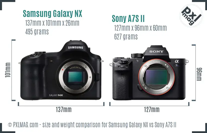 Samsung Galaxy NX vs Sony A7S II size comparison