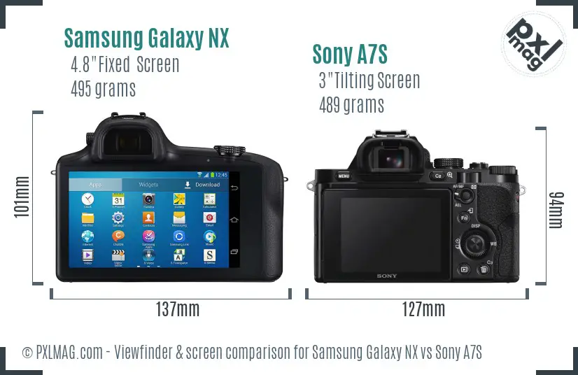 Samsung Galaxy NX vs Sony A7S Screen and Viewfinder comparison