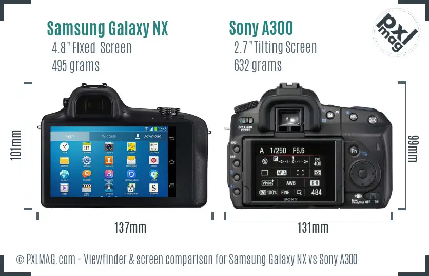 Samsung Galaxy NX vs Sony A300 Screen and Viewfinder comparison