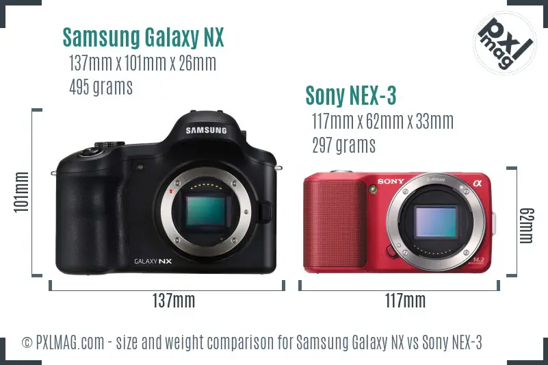 Samsung Galaxy NX vs Sony NEX-3 size comparison