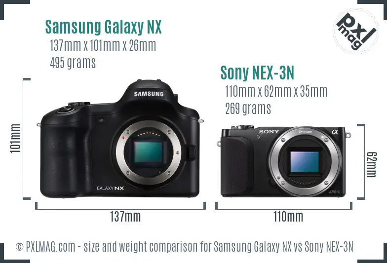 Samsung Galaxy NX vs Sony NEX-3N size comparison