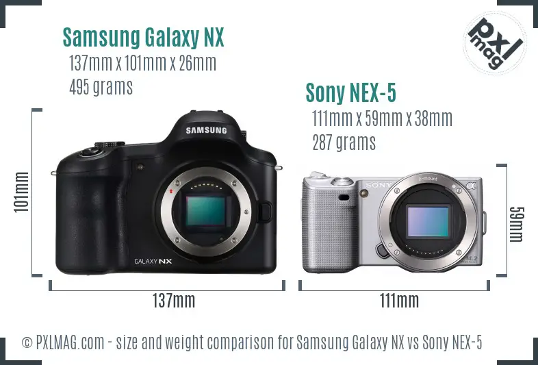 Samsung Galaxy NX vs Sony NEX-5 size comparison