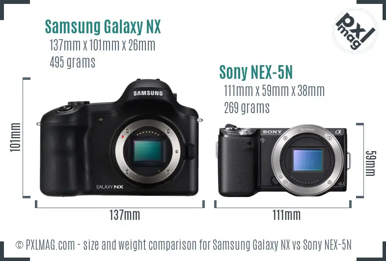 Samsung Galaxy NX vs Sony NEX-5N size comparison